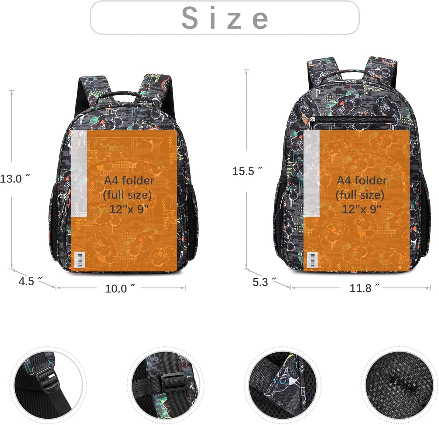 abshoo Cute Mini Toddler Backpacks for Boys Little Kids Bookbag Preschool backpack (Cars Black)