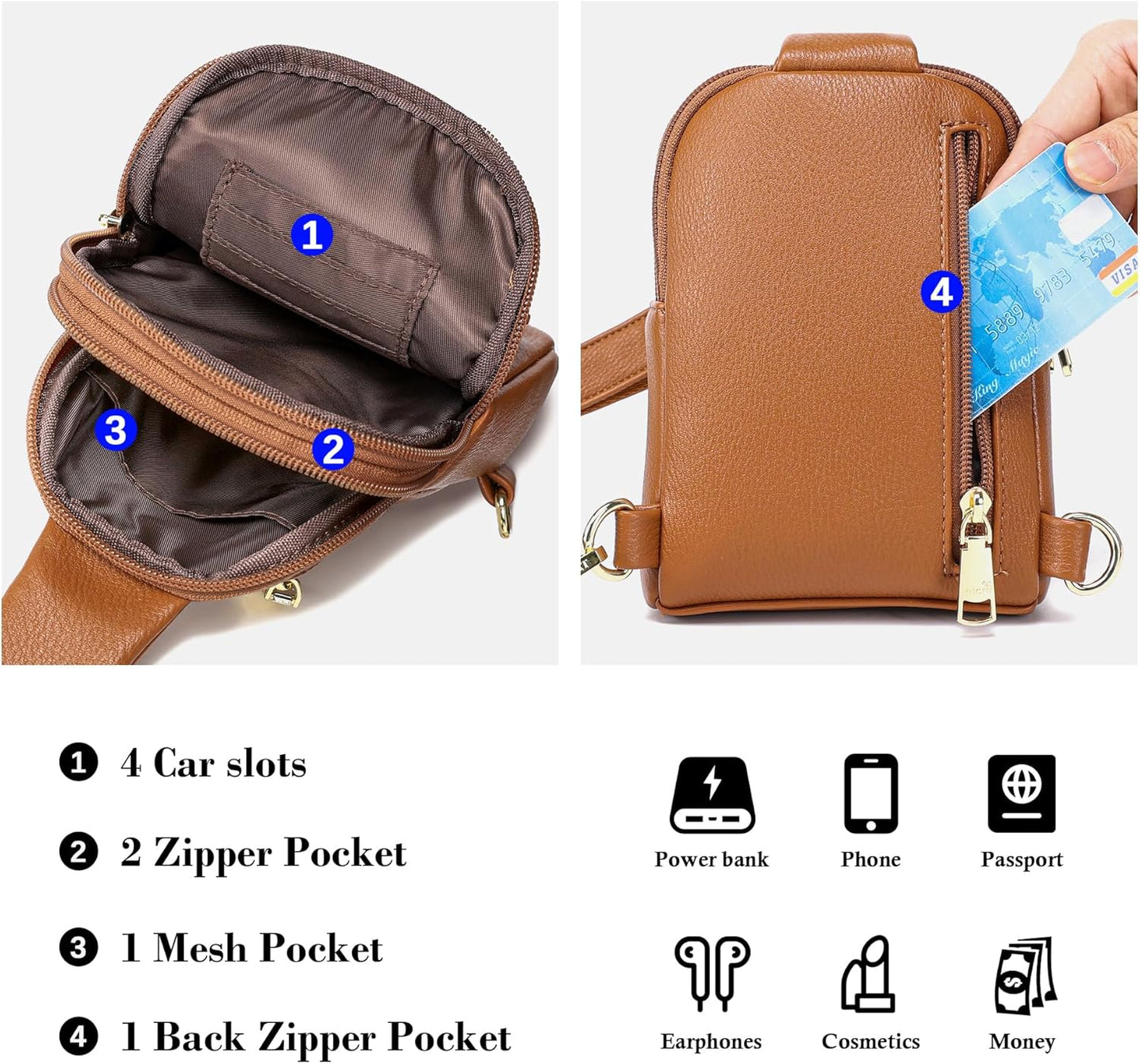 INICAT Travel Small Sling Bag Faux Leather Crossbody Bags Women Cross Body Bag Purses for Woman