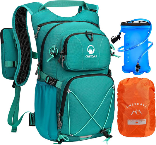 Hydration Backpack 22L, Hiking Backpack with 2L Leakproof Bladder, Sewn-in Rain Cover, Insulated Compartment for Men & Women Running, Cycling, Camping