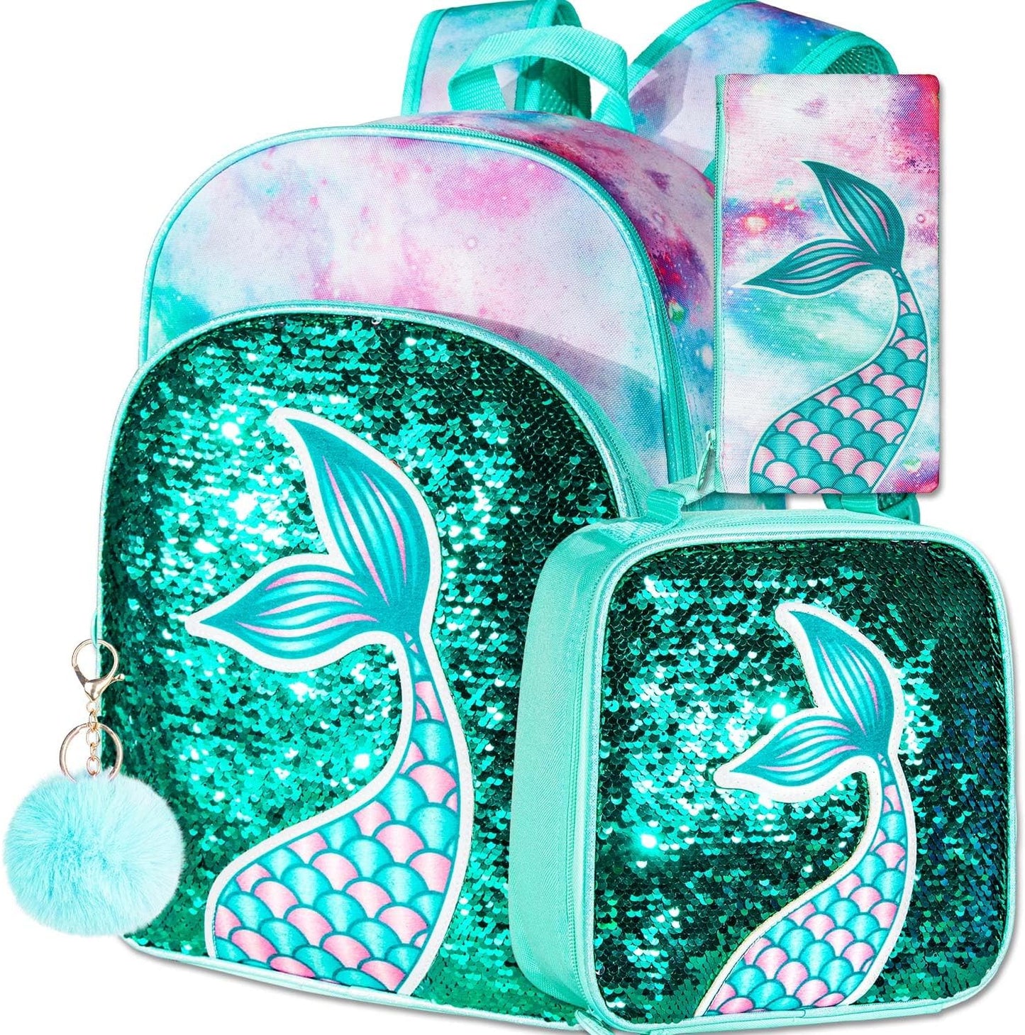 3PCS Kids Backpacks for Girls, 16" Little Kid Preschool School Bookbag and Lunch Box - Unicorn/Mermaid/Flamingo