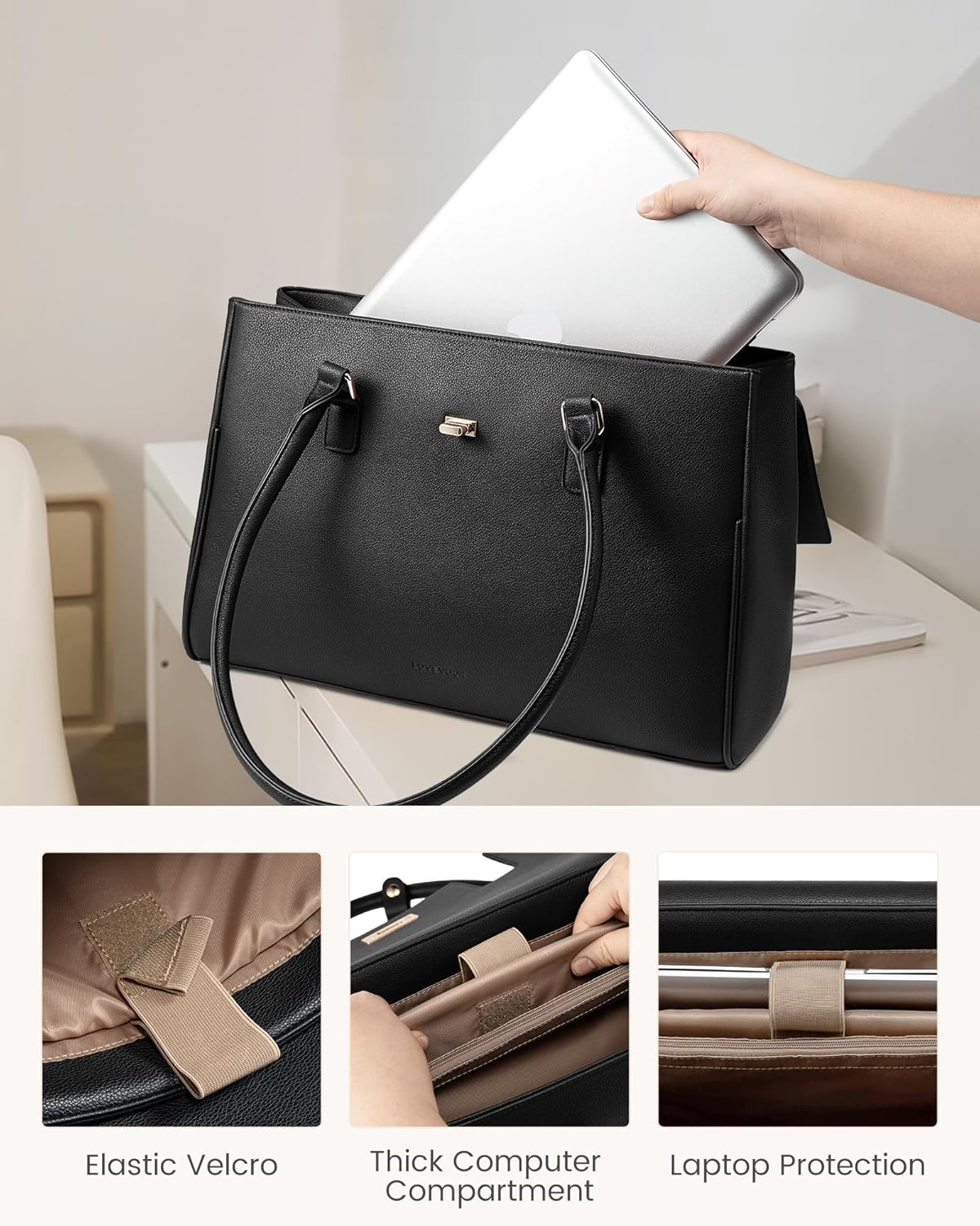 LOVEVOOK Laptop Bag for Women Work Tote Messenger Bag Waterproof Business Office Professional Handbag Shoulder Bag