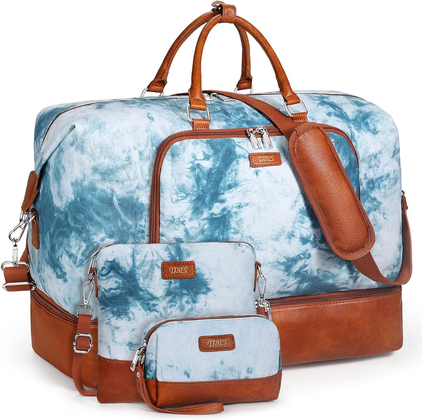 Travel Weekender Bag for Women, Overnight Bag with Shoe Compartment Oversized Travel Duffel Bag Carry On Tote 21"