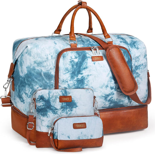 Travel Weekender Bag for Women, Overnight Bag with Shoe Compartment Oversized Travel Duffel Bag Carry On Tote 21"