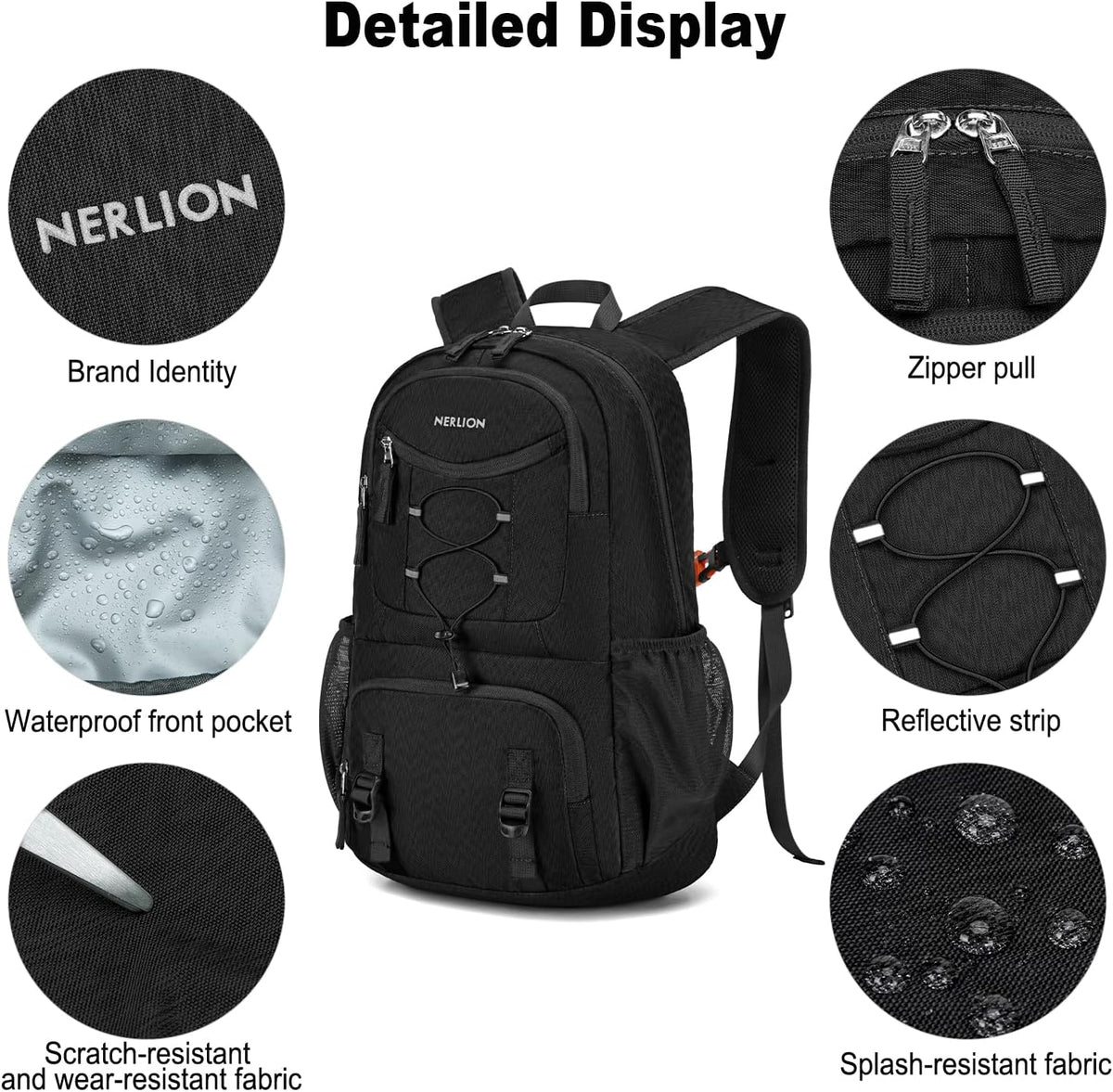 Nerlion Lightweight Foldable 35L Hiking Backpack Travel Backpack for Men Women Camping Waterproof