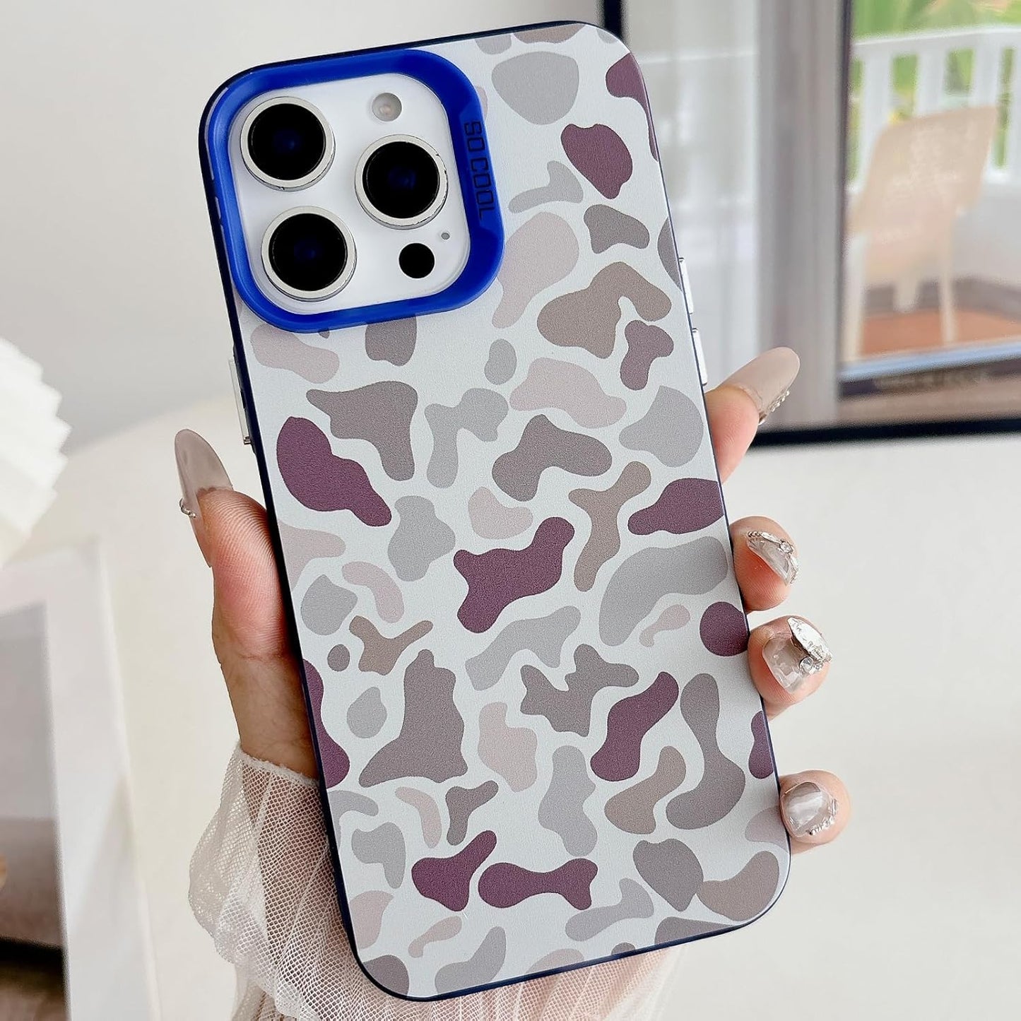 for iPhone 14 Pro Max Case, Vintage Camo Pattern Design for Men Boys Teens, Cool Camouflage Shockproof Protective Cover for Girls Women - Blue