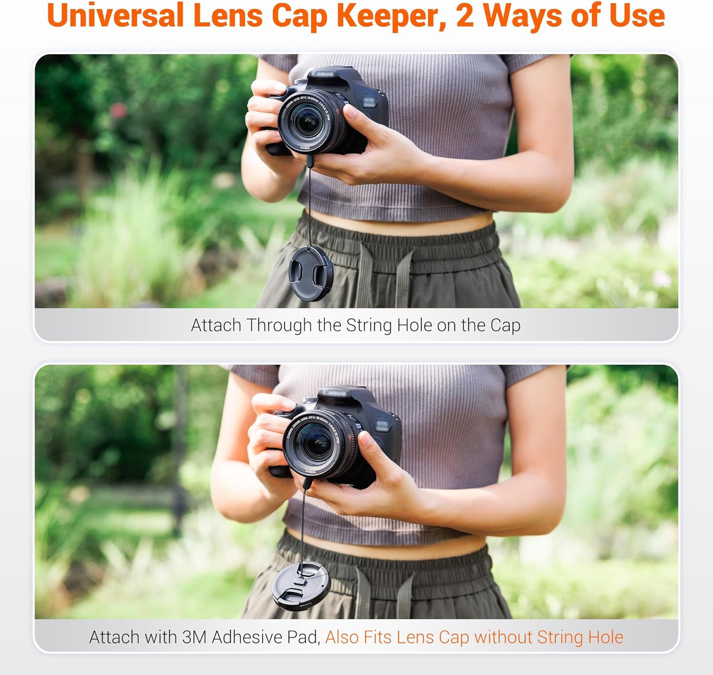 JJC 2-Pack 52mm Front Lens Cap Cover with Elastic Cap Keeper for Nikon D3000 D3100 D3200 D3300