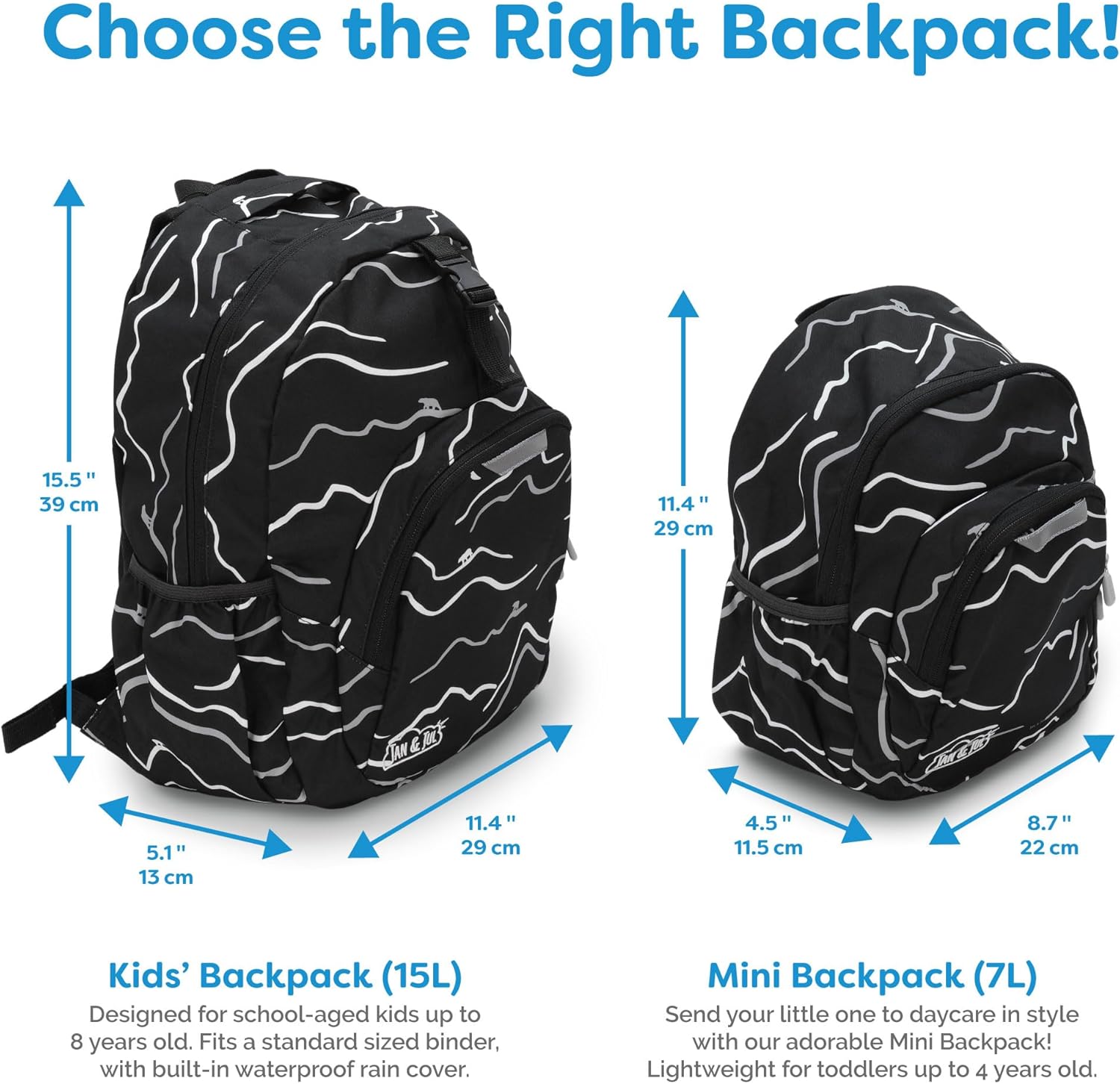 JAN & JUL Water Resistant Backpack for School, Lightweight Schoolbag for Kids (Heather Grey, One