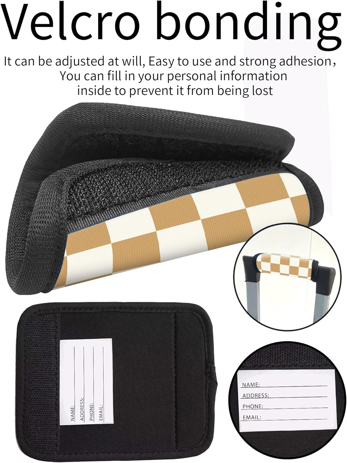 2 Pack Luggage Handle Wrap Travel Tags - Set of Luggage Tags for Suitcases, Identifiers, Marker, and Handle Covers - Cruise Accessories and Travel Gifts（Coffee Brown