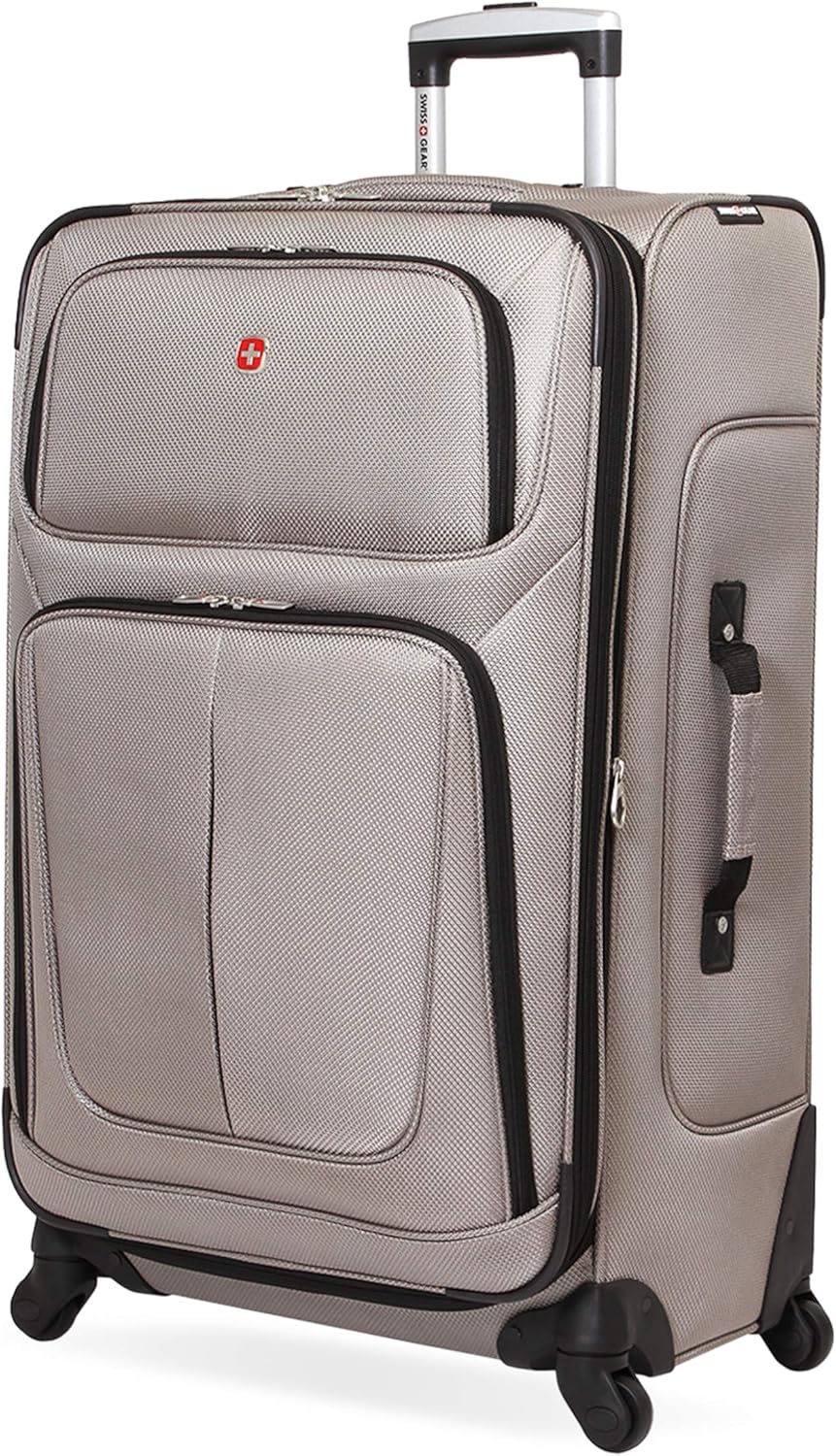 SwissGear Sion Softside Expandable Luggage, Pewter, Checked-Large 29-Inch