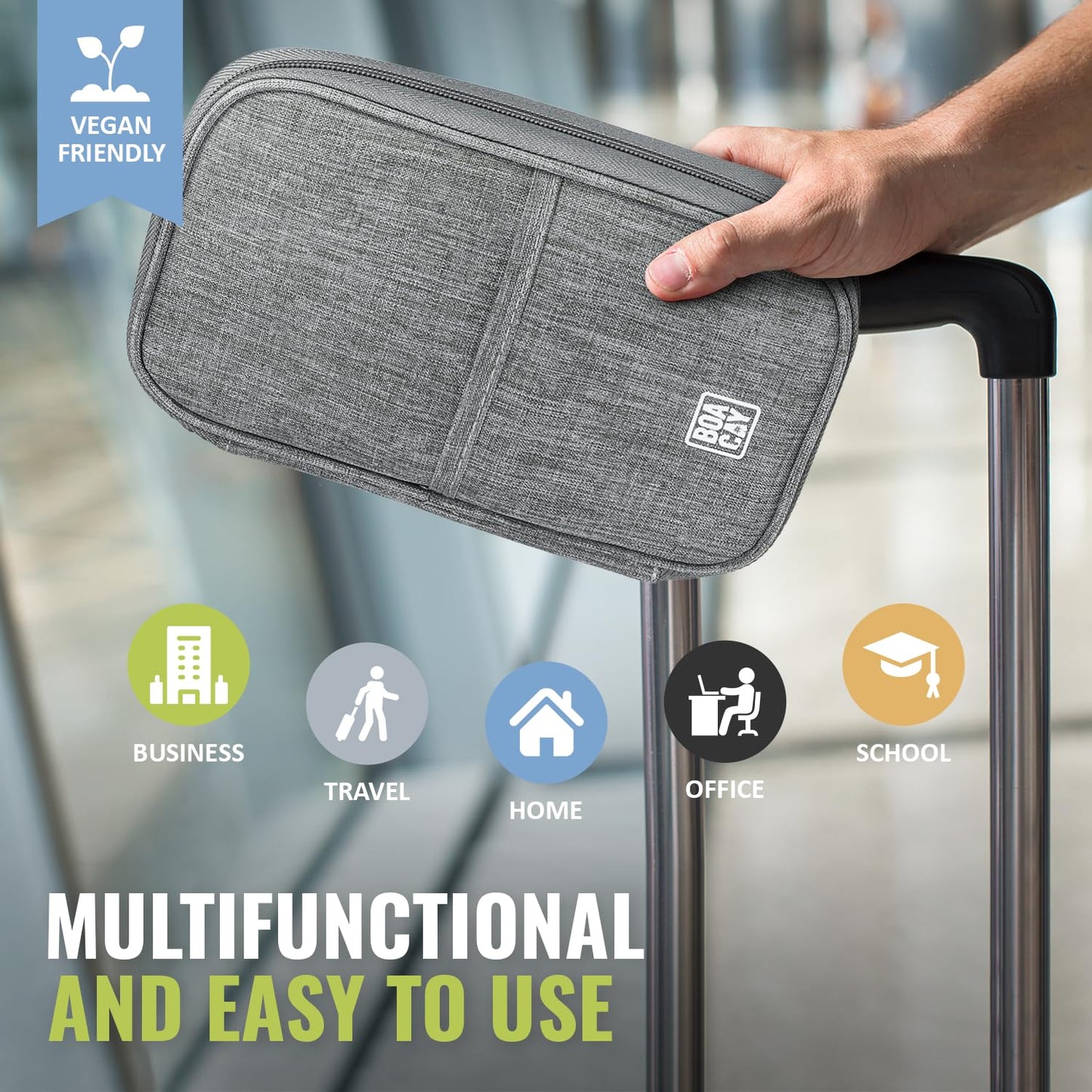BOACAY Travel Document Organizer with RFID, Family Passport Holder, Wallet for Women & Men