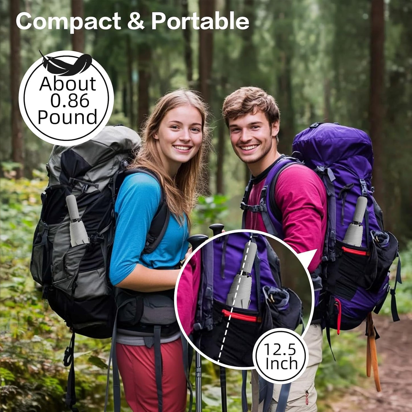 Compact Travel Umbrella, Small Pocket Mini Umbrella for Purse Wallet, UV Sun Rain Umbrellas for Backpack, Portable Folding Umbrellas for Women Kids