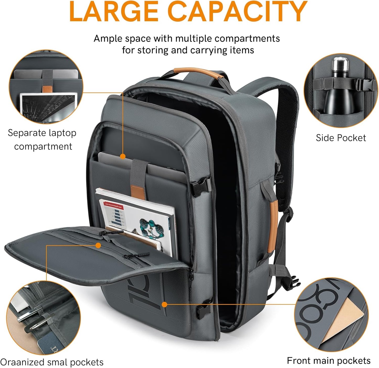 VGOAL Carry On Backpack, Travel Backpack Expandable with Packing Cubes, Weekender Backpack for Men Women (FG6318)