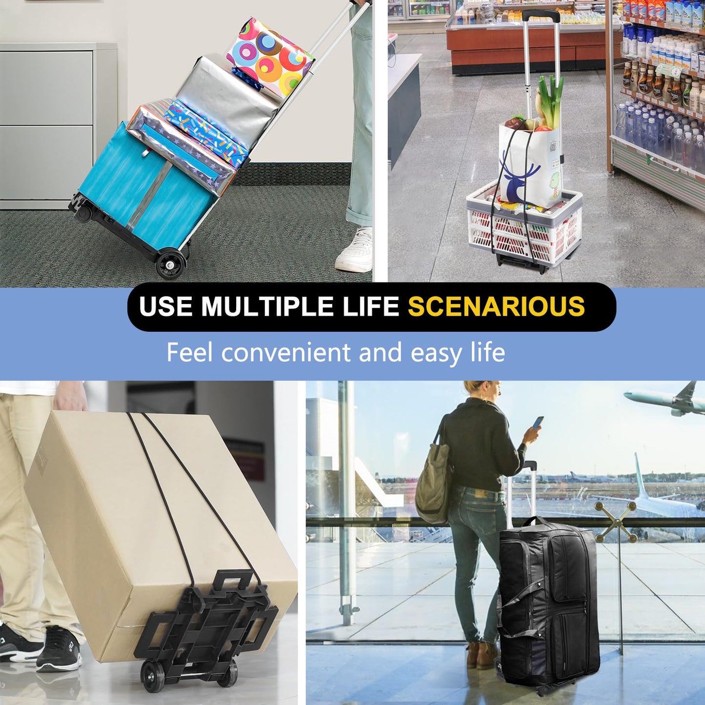 Folding Hand Truck Aluminum Trolley,Small Dolly, Foldable Hand Cart,