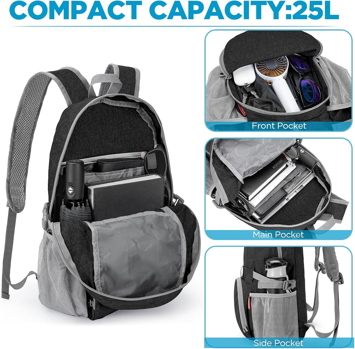 ZOMAKE Ultra Lightweight Packable Backpack 25L,Small Foldable Backpacks Hiking Water Resistant