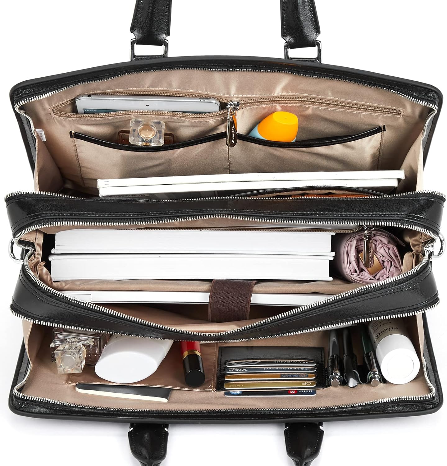 BOSTANTEN Women Genuine Leather Briefcase Tote Business Vintage Handbag 15.6" Laptop Shoulder Bag