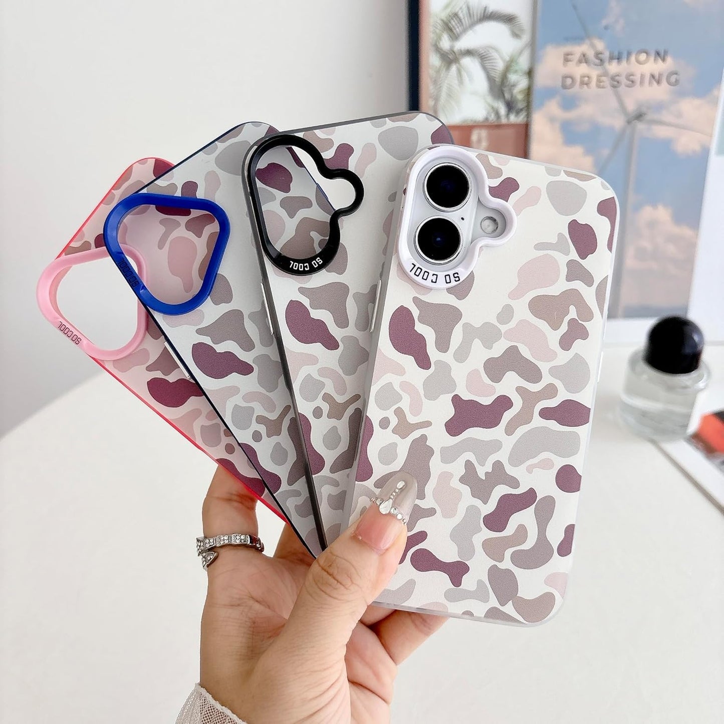 for iPhone 16 Case, Vintage Camo Pattern Design for Men Boys Teens, Cool Camouflage Shockproof Protective Cover for Girls Women - Pink