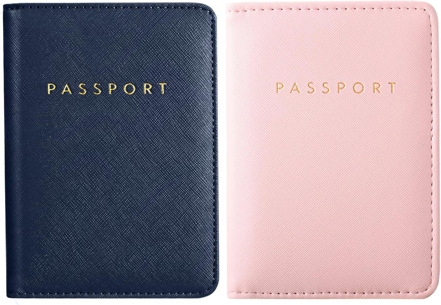 Frienda 2 Pieces Bridal Passport Covers Holder Waterproof Leather Holder Covers Travel Wallet Passport Case for Women and Men