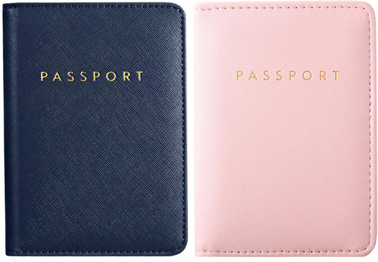 Frienda 2 Pieces Bridal Passport Covers Holder Waterproof Leather Holder Covers Travel Wallet Passport Case for Women and Men