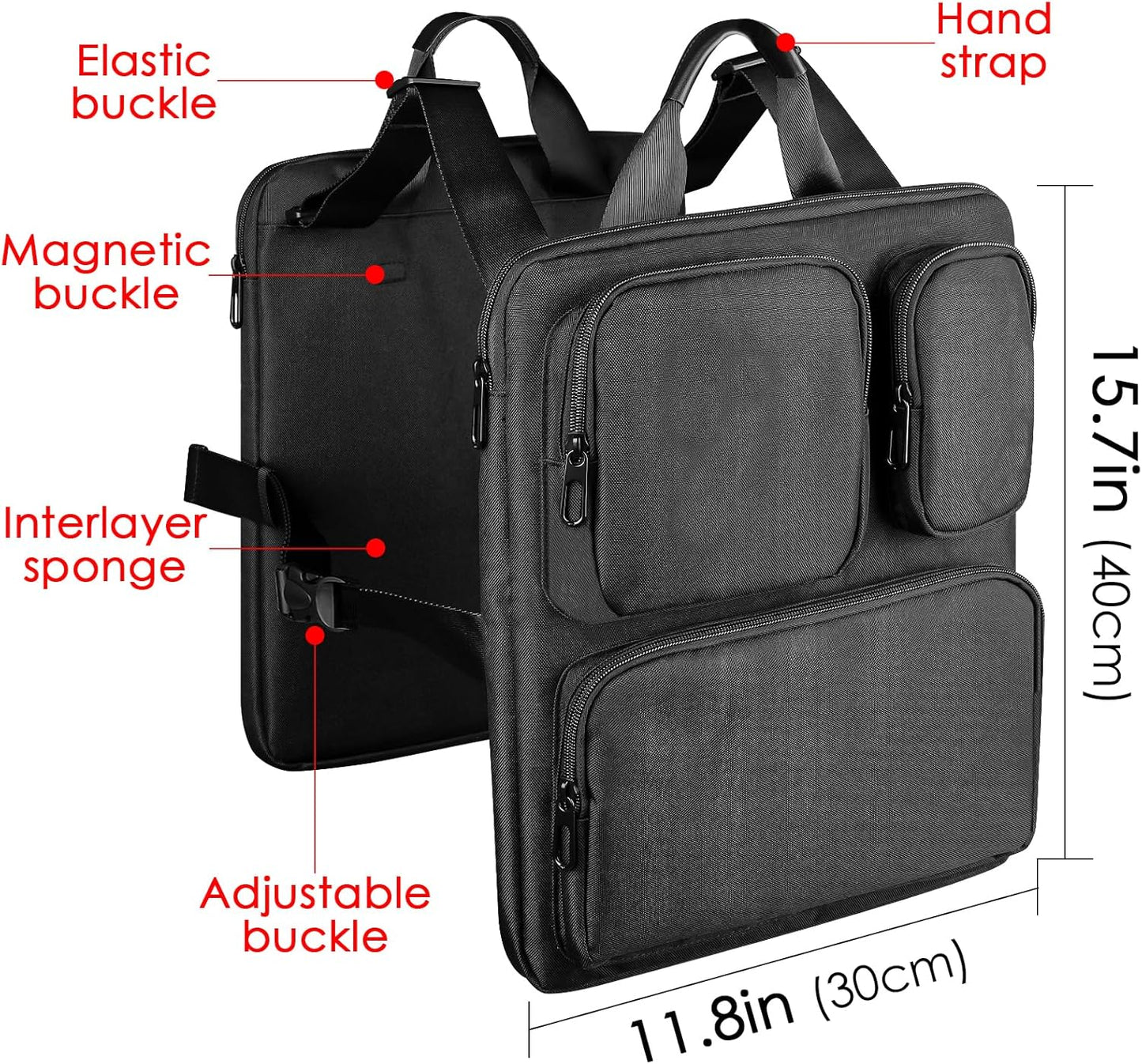 Add-a-Bag Luggage Strap – Adjustable Over Luggage Organizer for Hanging Extra Bag, Hands-Free Multi Travel Accessory for Business Trips & Vacations, Fits Most Suitcases & Laptop (Black-3)