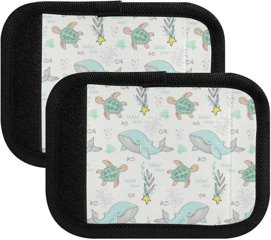 2Pcs Luggage Handle Wrap Suitcase Identifier Handle Covers Tags Soft Travel Bags Luggage Handle Gripper Accessories for Airplane Flying Sea Whale Animals
