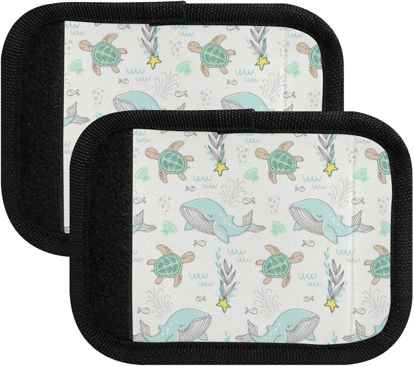 4Pcs Luggage Handle Wrap Suitcase Identifier Handle Covers Tags Soft Travel Bags Luggage Handle Gripper Accessories for Airplane Flying Sea Whale Animals