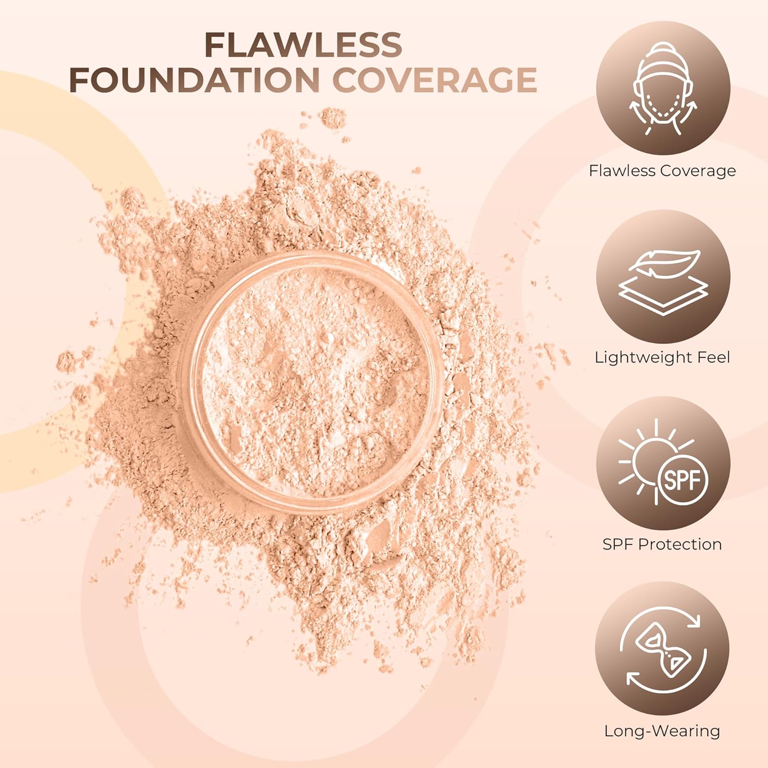 4pc Full Size Kit (Pink Bisque) Mineral Makeup Matte Translucent Loose Foundation + Kabuki Brush +