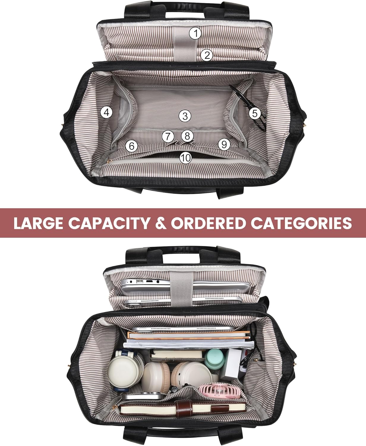 LOVEVOOK Laptop Backpack for Women, 15.6 Inch Work Laptop Bag with USB Port, Fashion Teacher Nurse Backpack Purse, Waterproof Travel Computer Backpack with Organizer Bag, 2PCS
