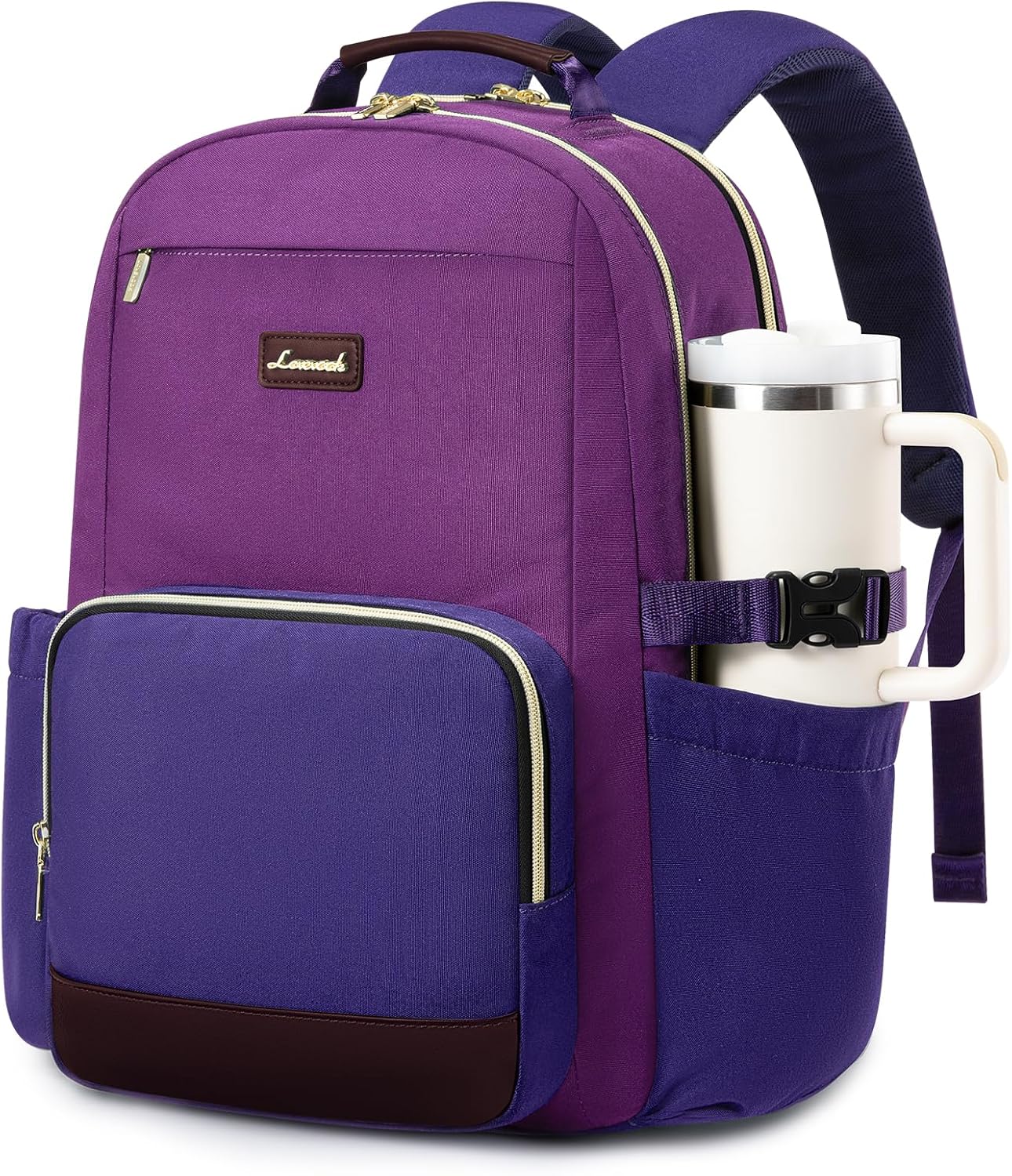 LOVEVOOK Laptop Backpack for Women with Pouch Pocket for Large Capacity Cup,17 Inch Laptop Computer Bag Travel Backpack Purse,Waterproof Work Business College Teacher Backpack,Purple Red-Blue Purple