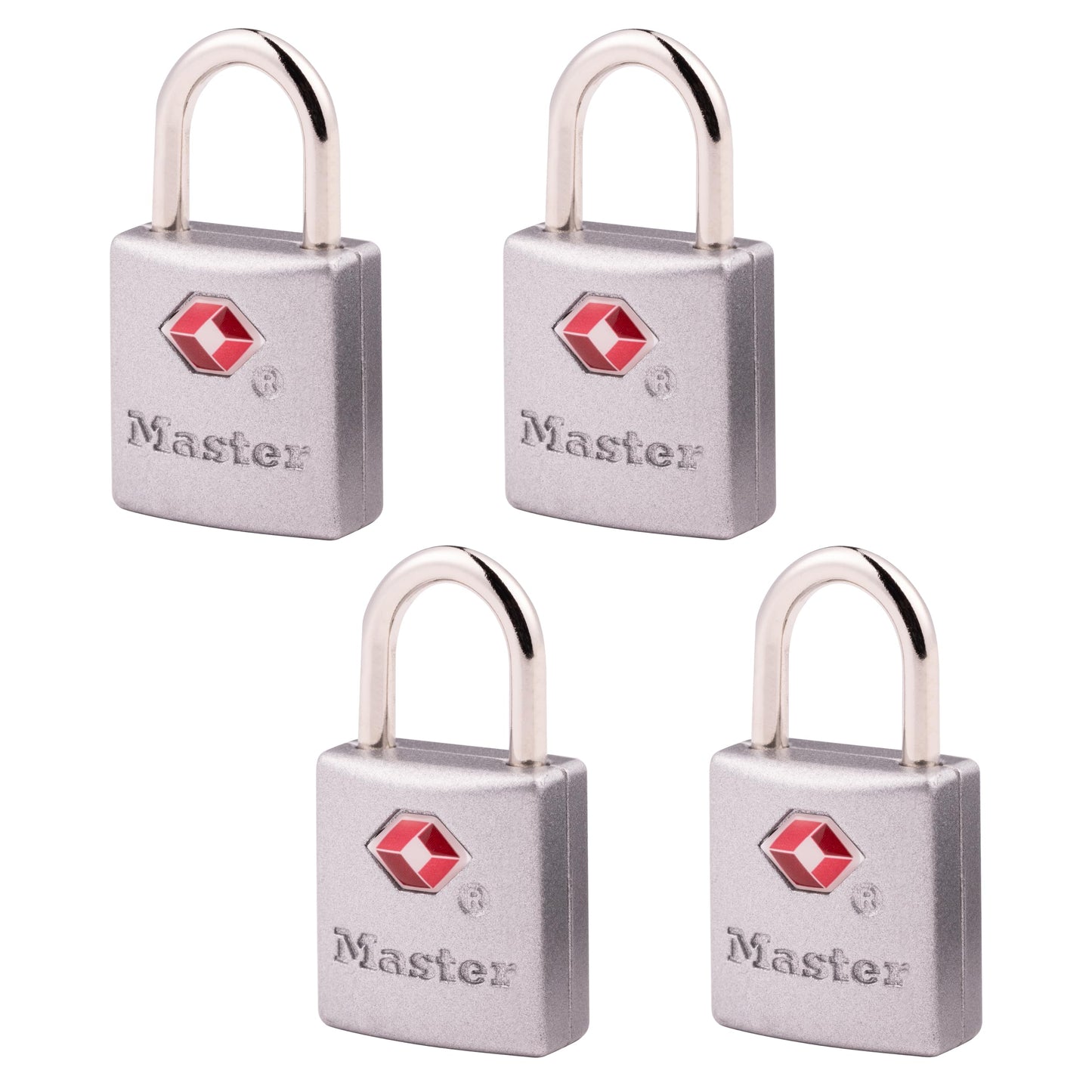 Master Lock TSA Luggage Lock Keyed Alike, Brass and Nickel, 4-Pack 4683Q