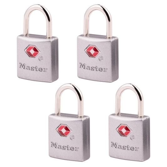 Master Lock TSA Luggage Lock Keyed Alike, Brass and Nickel, 4-Pack 4683Q