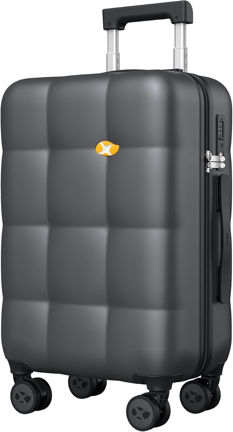MGB Hard Shell Carry on Luggage Airline Approved, 100% PC Carry-on Suitcases with Spinner Wheels, Lightweight Hardside Travel Bag with TSA Lock, 20 Inch, Charcoal Grey