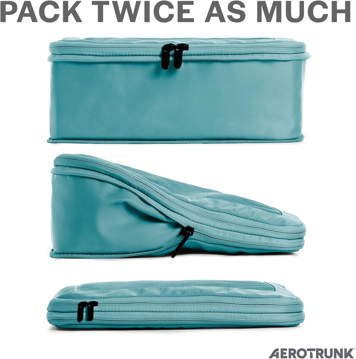 Aerotrunk Compression Packing Cubes for Travel - Luggage Organizer Bags - Double Zipper Packing
