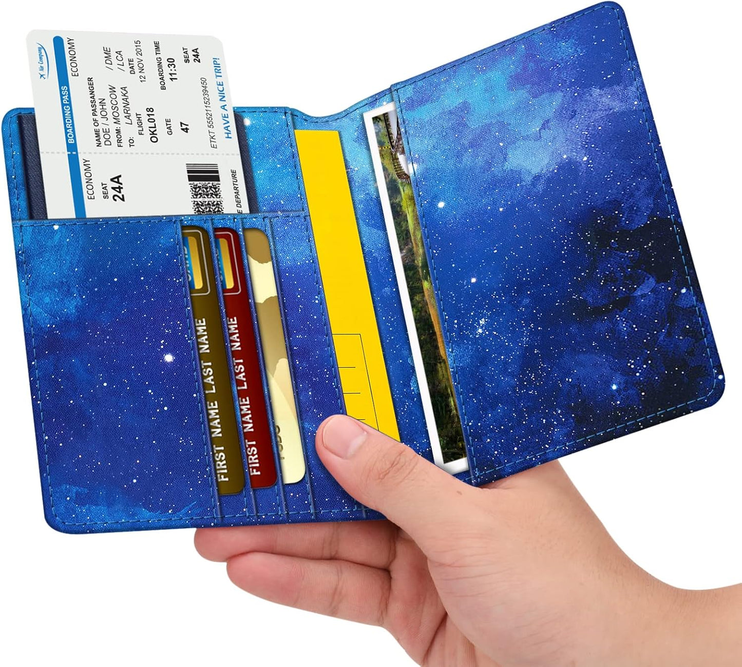 FINTIE Passport Holder, Slim Travel Wallet RFID Blocking Card Case Cover Passport Cover Protector Essentials with Credit Card Slots for Women/Men