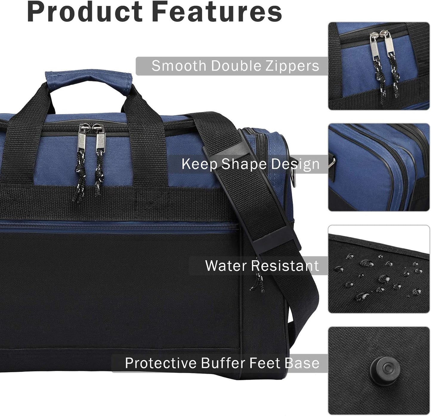 BuyAgain Duffle Bag, 17" Travel Carry On Sport Overnight Weekender Duffel Gym Bag with Adjustable Strap For Men Or Women