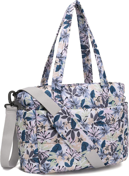AOCINA Puffy Tote Bag for Women Quilted Work Bag Nurse Bags Women's Handbags for Travel