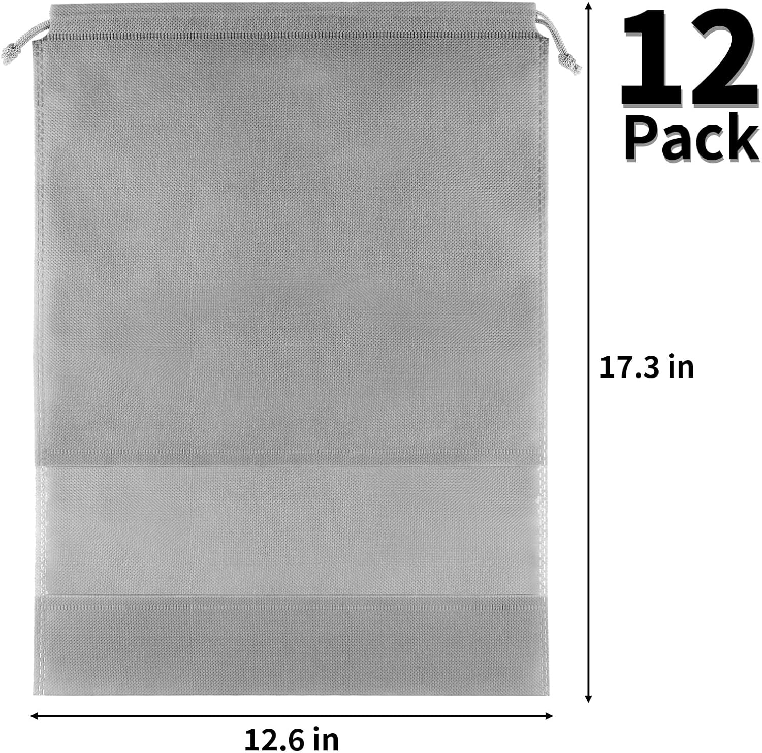 12 Pack Large Shoe Bags for Packing with Clear Window, Dustproof Drawstring Travel Shoe Storage