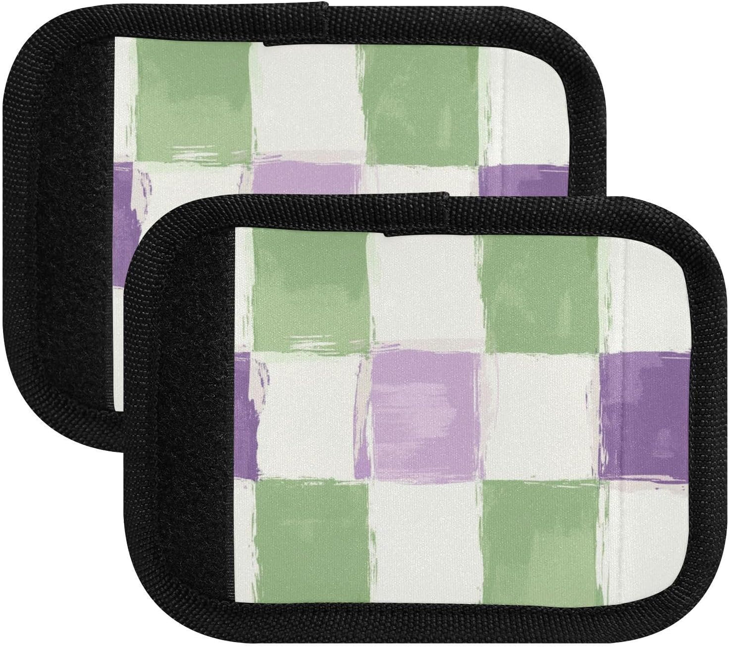 Plaid White Purple Green 4 Pack Luggage Handle Wraps Covers for Suitcase Identifiers Bag Tags Travel Accessories