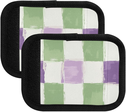 Plaid White Purple Green 4 Pack Luggage Handle Wraps Covers for Suitcase Identifiers Bag Tags Travel Accessories