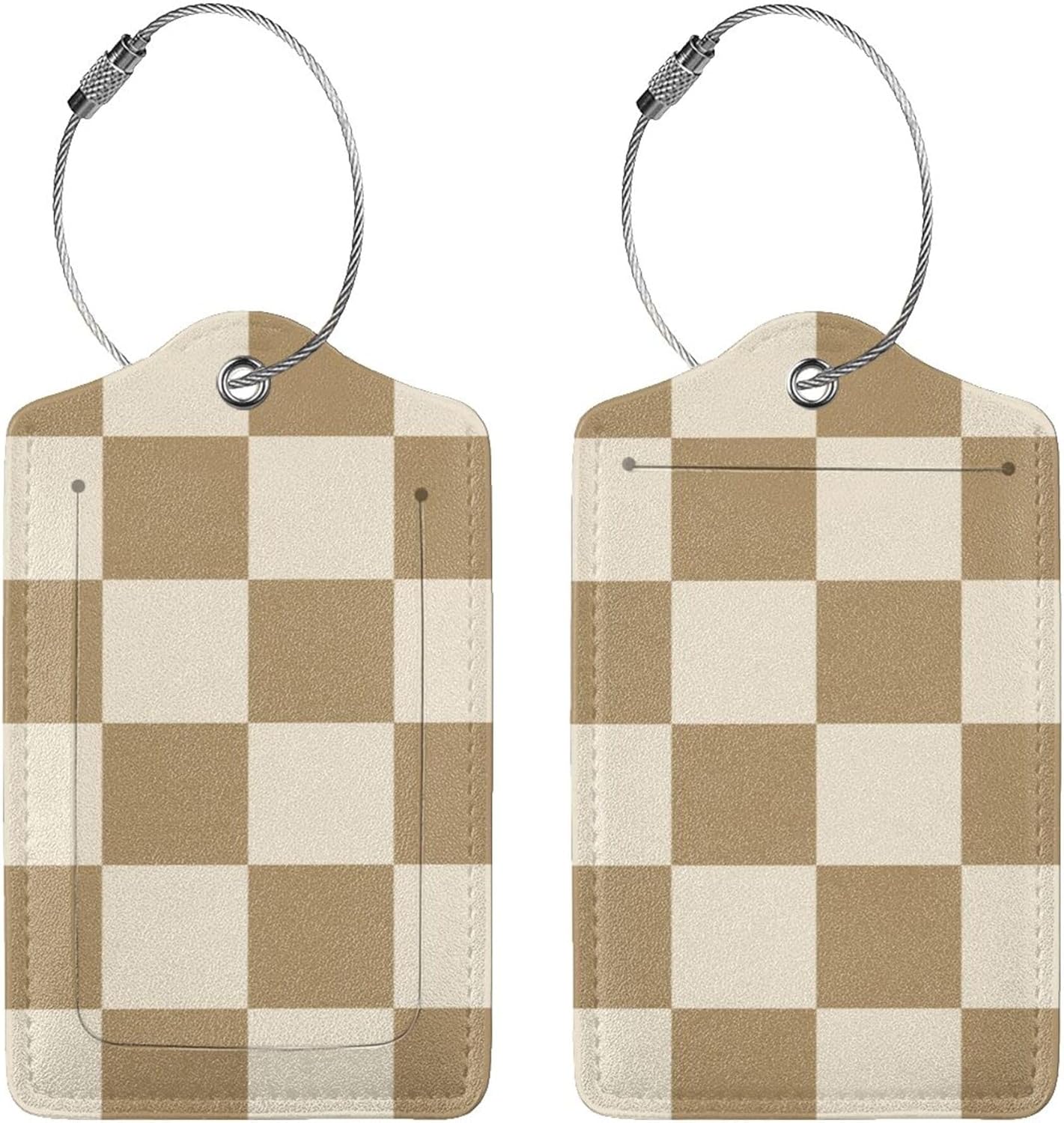 Luggage Tags for Suitcases, 2 Pack Cute PU Leather Luggage Tag TSA Approved with Stainless Steel Loop and Address Card Baggage Tag for Travel&Hotel Stays&Cruise Ships&Shipping and Mailing(Coffee)