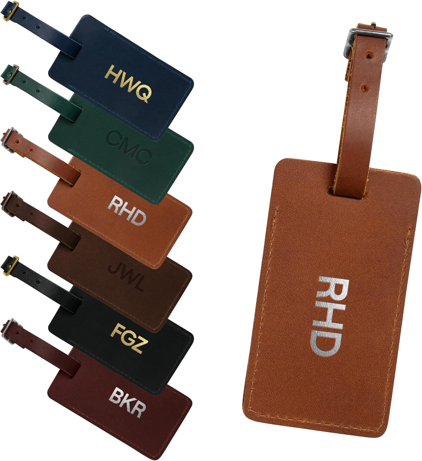 Personalized Leather Luggage Tag – Custom Engraved Monogrammed Travel Bag Tag, Handmade Premium Leather with Secure Strap, Durable Travel Accessory Gift for Men Women Travelers – Made in USA