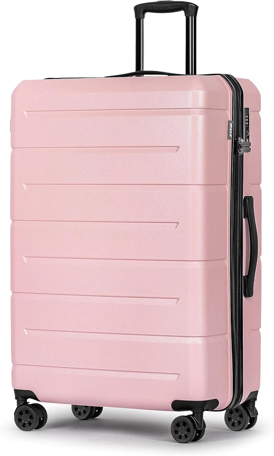 KYME 28 Inch Luggage TSA Approved Hardside Suitcases with Spinner Wheels Durable Large Travel Checked Rolling Luggage for Women Men Pink