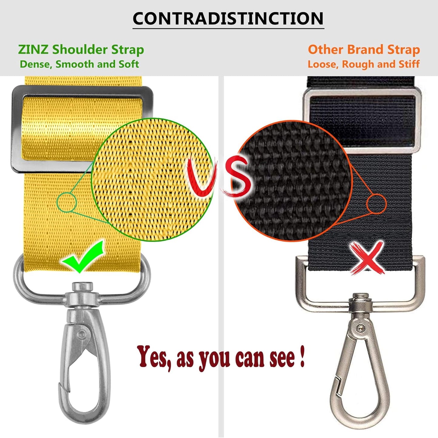 ZINZ Bag Shoulder Strap, Padded Adjustable Shoulder Strap Replacement