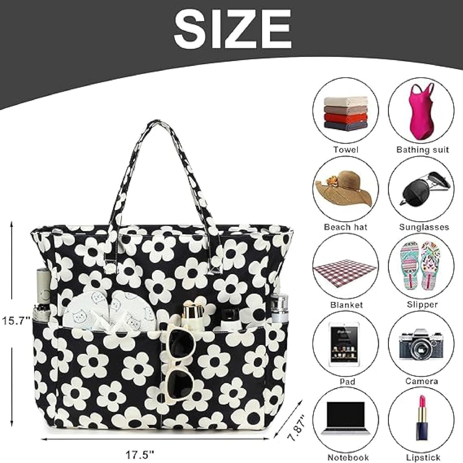 Bluboon Waterproof Beach Tote Pool Bags for Women Ladies Extra Large Carry On Bag With Wet
