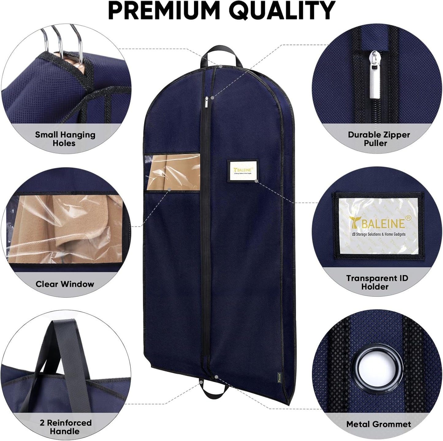 BALEINE 1PK Heavy Duty Garment Bag with Shoe Storage Travel Bag for Dresses, Suit, Coats Travel