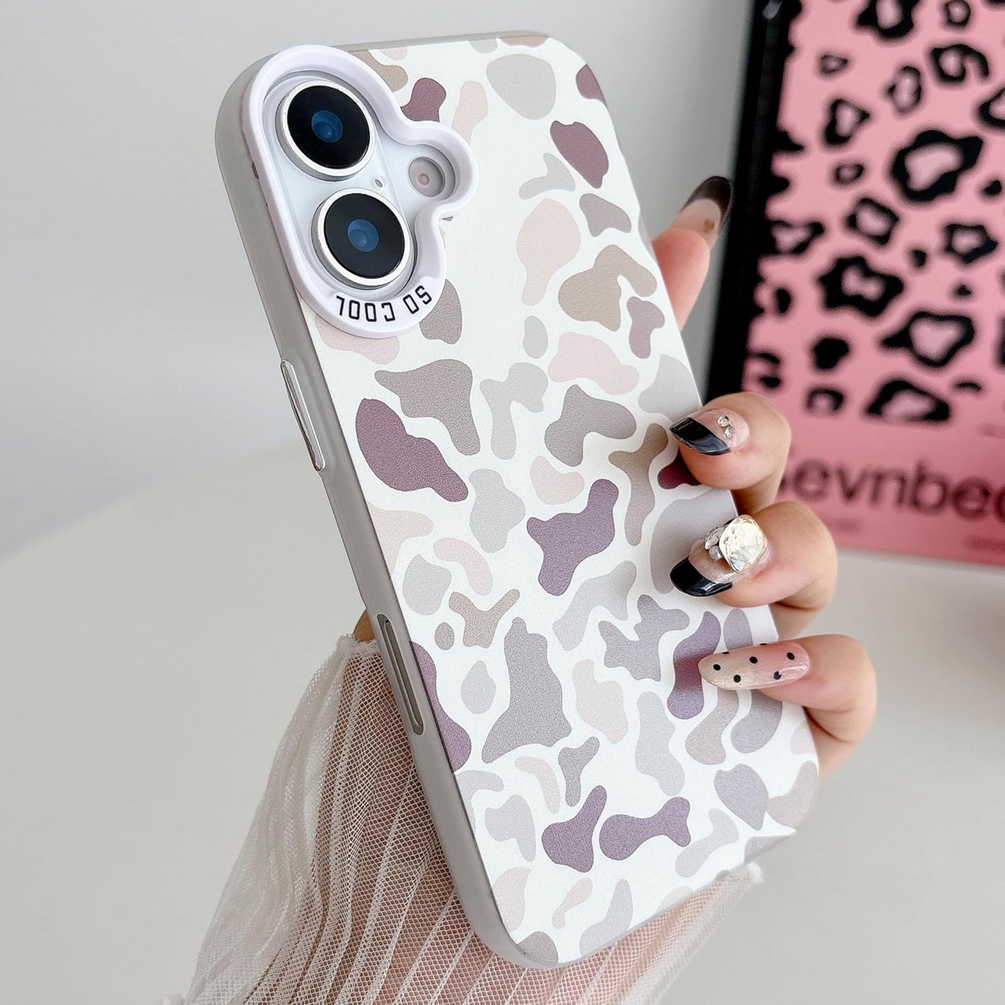 for iPhone 17 Case, Vintage Camo Pattern Design for Men Boys Teens, Cool Camouflage Shockproof Protective Cover for Girls Women - White
