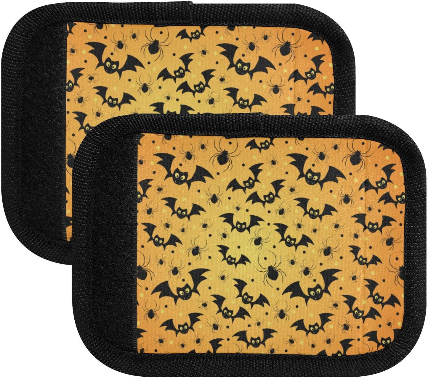 4Pcs Luggage Handle Wrap Suitcase Identifier Handle Covers Tags Soft Travel Bags Luggage Handle Gripper Accessories for Airplane Flying Halloween Spooky Bats and Spiders