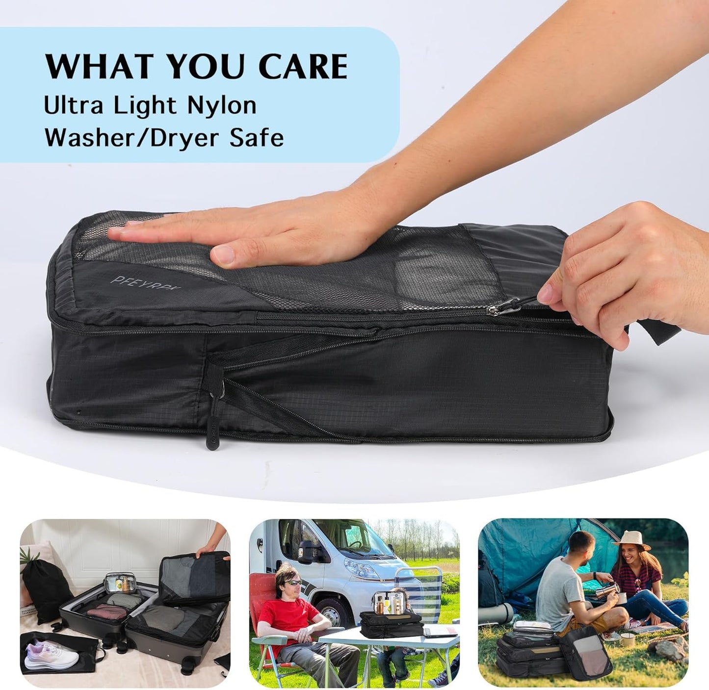 Lightweight Compression Packing Cubes for Suitcases, Compressible Expandable Travel Packing Organizer with Clear Toiletries and Backpack Bag, Travel Essentials for Carry on Luggage 7 Set