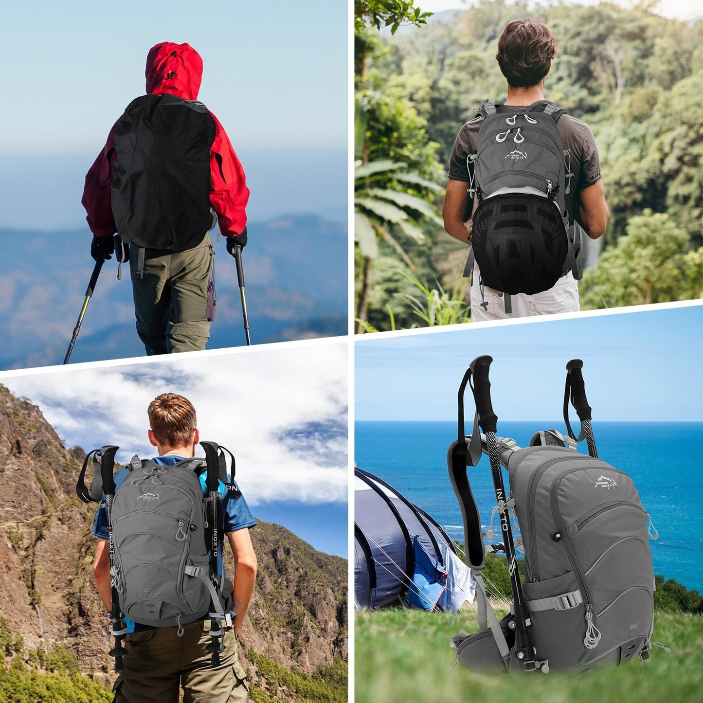 Hydration Pack,20L Hydration Backpack, Hiking Internal Frame Backpacks with 2L Hydration Water Bladder and Rain Cover, for Cycling,Camping, Hunting,Ski, Snow for Men, Women (grey)