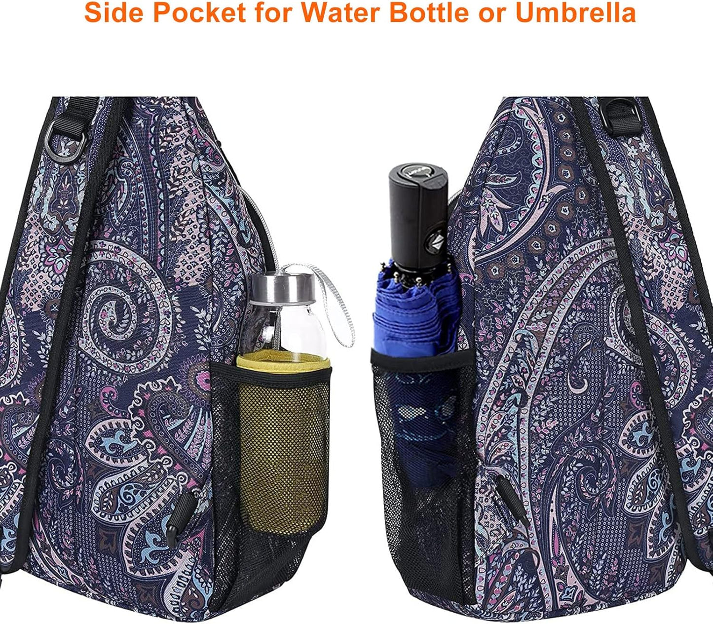 MOSISO Sling Backpack,Travel Hiking Daypack Pattern Rope Crossbody Shoulder Bag, Navy Blue Base Totem Texture