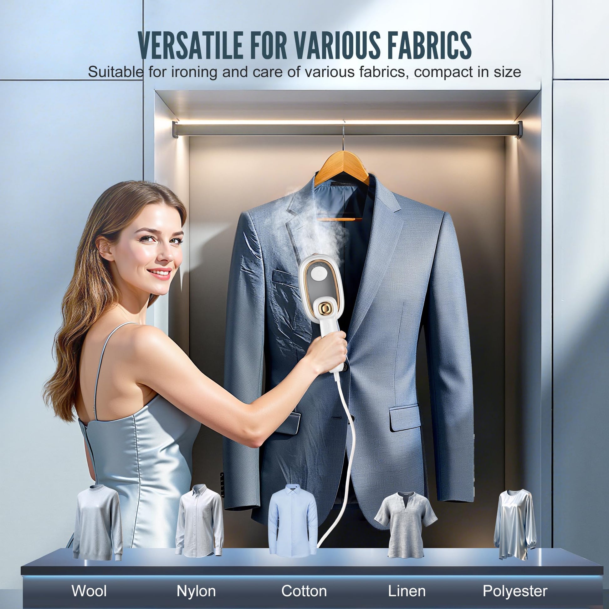 Travel Steamer for Clothes, 1200W Mini Travel Iron with Steam, Handheld Rotary Garment Iron